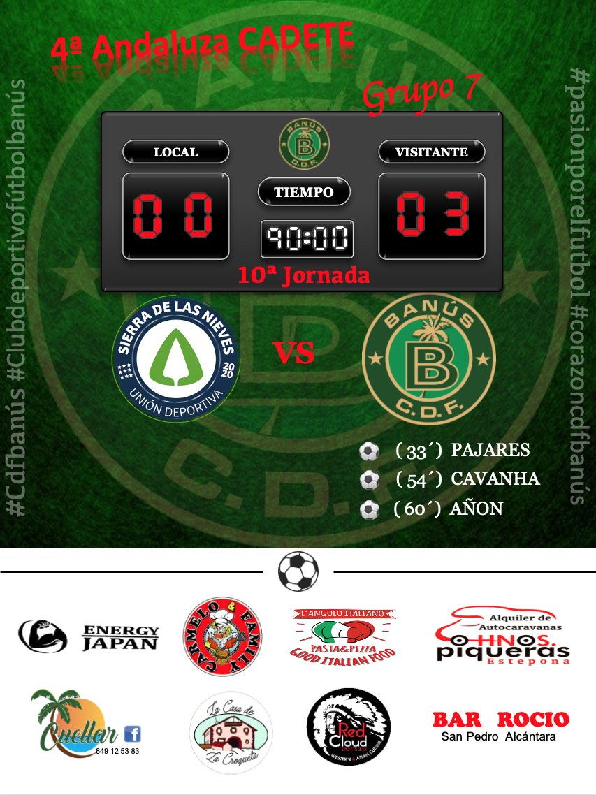 JosePascualgon3's tweet photo. 💥 RESULTADO DE NUESTRO EQUIPO DE ESTE FIN DE SEMANA 05 / 12 / 2021 💥
⚽ CADETE
💚🖤 ‼️‼️ VAMOS C.D.F. BANÚS ‼️‼️ 💚🖤
#uneteanustrafamilia
#corazoncdfbanús
#pasionporelfutbol
#Cdfbanus
#Cdfbanus
#Clubdeportivofútbolbanús https://t.co/XwGDOXz8Ac
