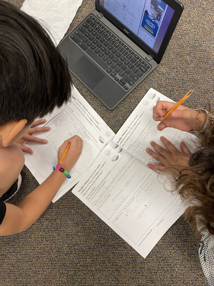 KutacTonya's tweet photo. Third graders @TadlockElem collaborate investigating weather patterns in Frisco,Texas compared to weather in other cities in the U.S. #FISDelemscience #ADI #tadlocklearns https://t.co/SMer9O5rzj