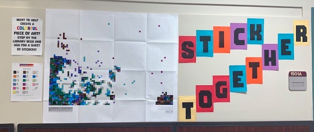 Any idea what our December <a href="/byStickTogether/">Demco StickTogether</a> poster will be? Come by the CRHS library before school, lunch, or after school and help create it--one sticker at a time! #CPOE #CincoReads <a href="/katy_libraries/">Katy ISD Libraries</a>