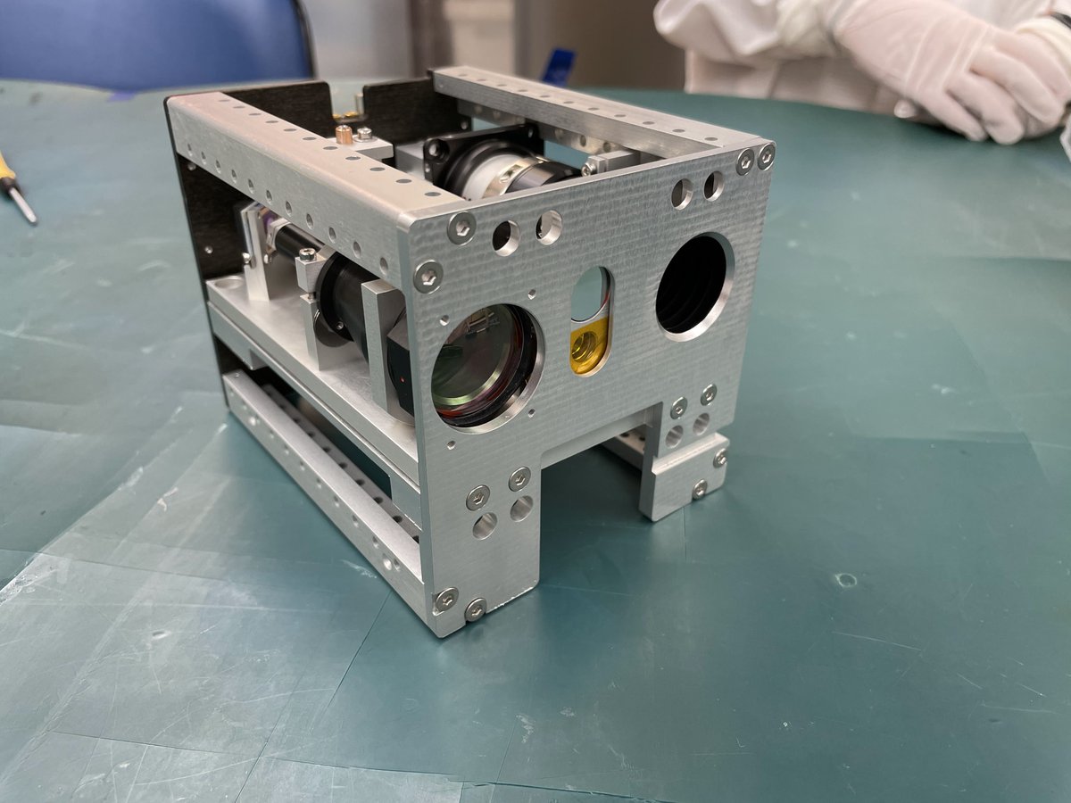 mit_starlab's tweet photo. The Engineering Development Unit (EDU) of CLICK-B/C's payload has been assembled! EDUs are great to check for fitting and matching between components while you still have time to fix mismatches. It's a very educational piece of hardware (pun intended!). #CubeSat #EDU https://t.co/d676wzHg9x