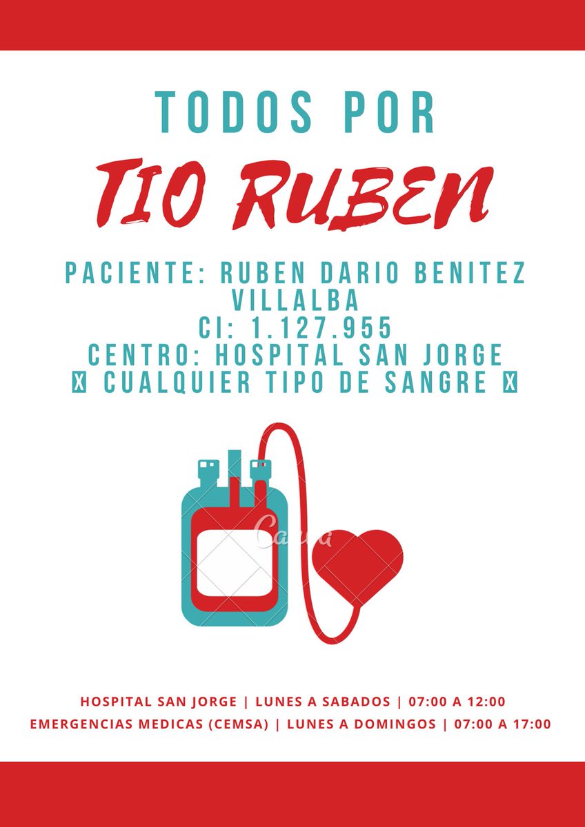 marianwy's tweet photo. holis👉👈 mi suegro tiene que someterse a una cirugía importante y estamos necesitando donantes de cualquier tipo de sangre 🥺

en el flyer está toda la info necesaria

agradezco si pueden ayudar yendo a donar o dando RT para que llegue a más gente por fis

mil gracias🥺❤️ https://t.co/U2TvYtoszj