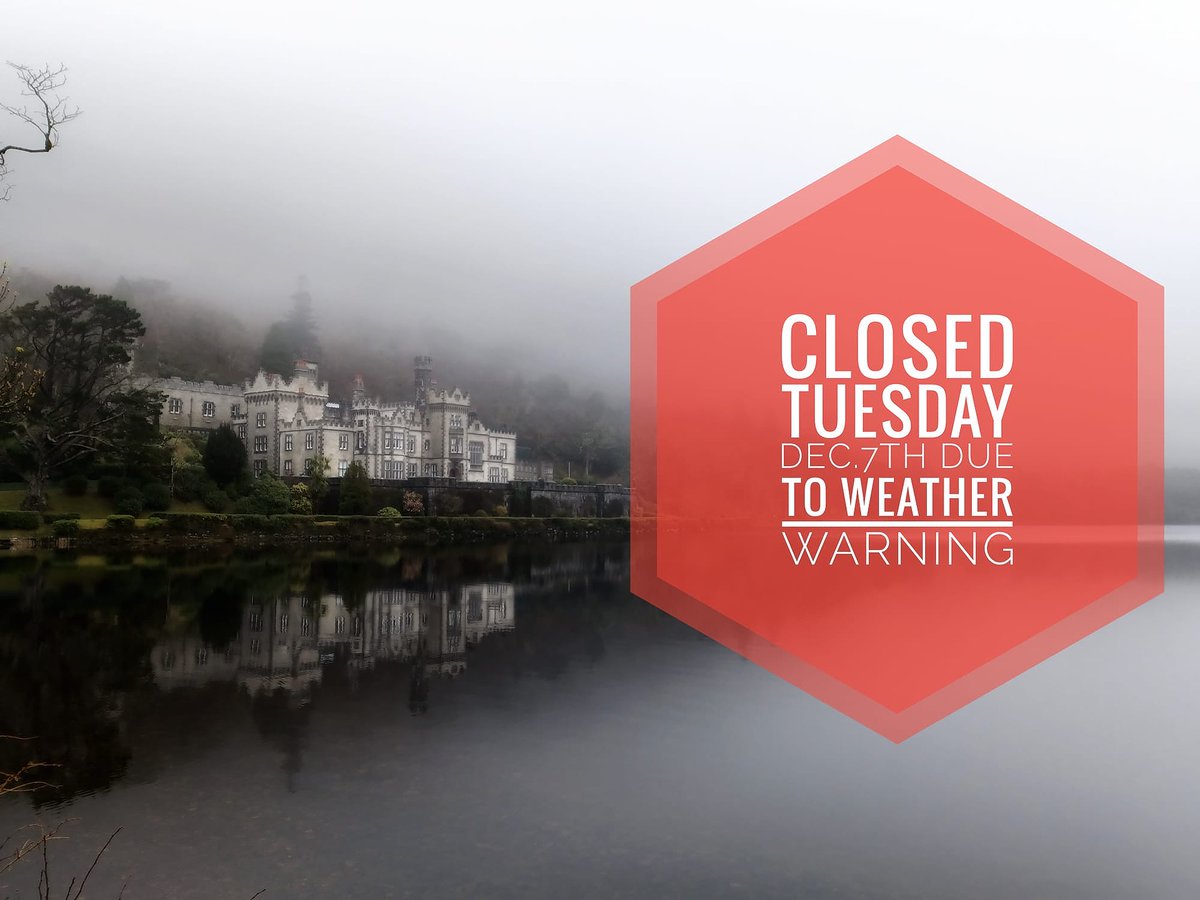 In the interest of public safety, the Kylemore Abbey Estate will be closed tomorrow, the 7th of December, in line with the Met Éireann Red weather warning. Please do not make any unnecessary journeys and keep safe.