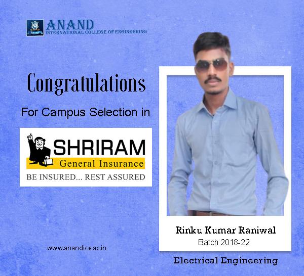 AnandcollegeEng's tweet photo. Congratulations Rinku Kumar Raniwal for campus selection in Shriram General Insurance.
#anandice #anandjaipur #campusplacement #lifeatanand #placement #anandiceplacement #success #mindset #anandinternationalcollegeofengineering https://t.co/x08nubJzEN