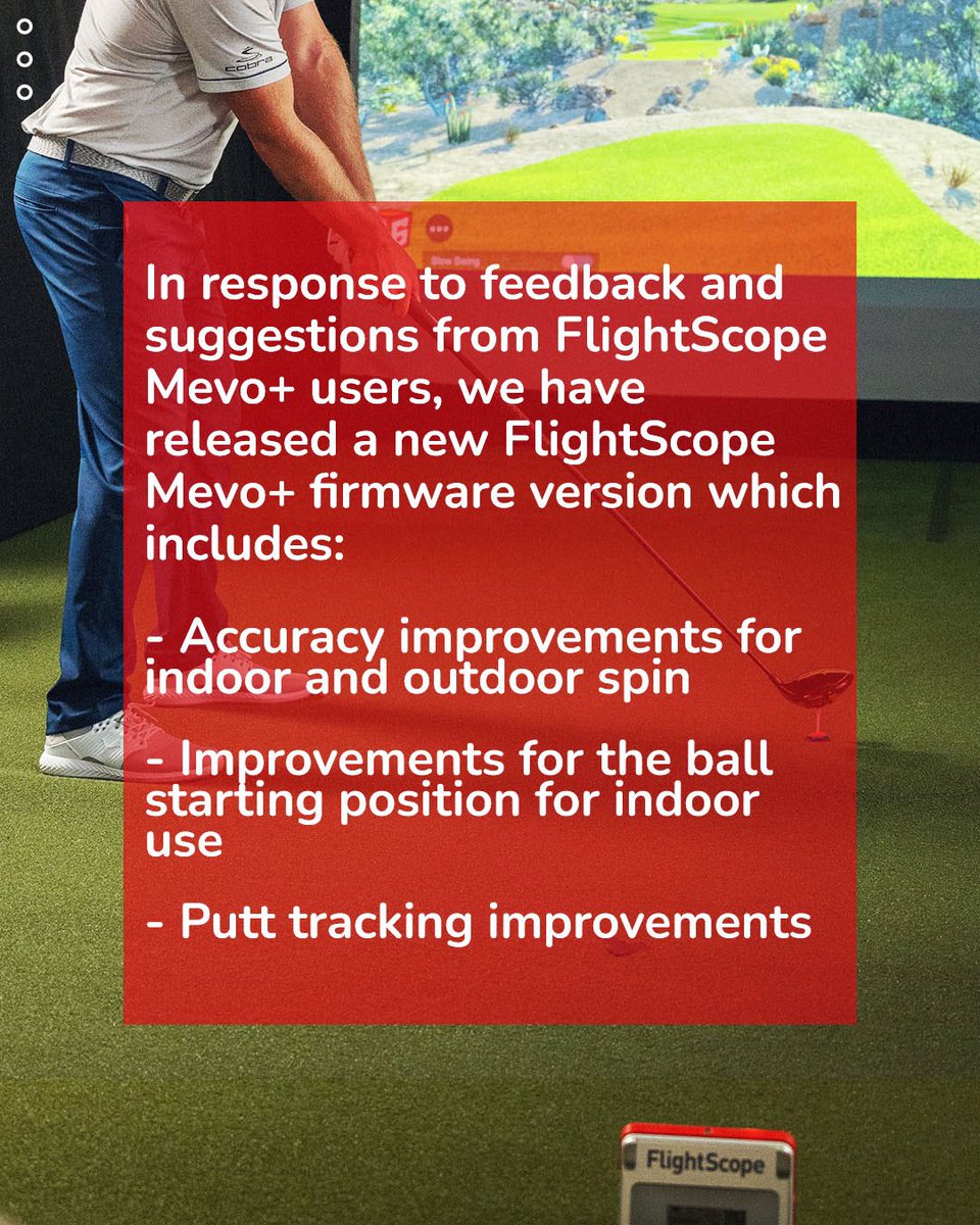 FlightScopeGolf's tweet image. Our latest FlightScope Mevo+ firmware update is live 🚨

#FlightScopeMevoPlus
#PerformanceDataYouCanTrust