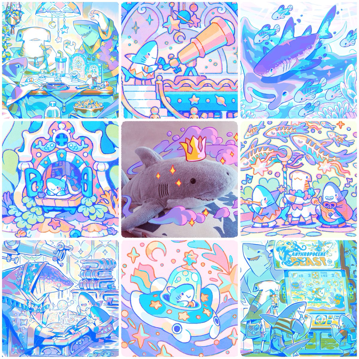 Requinoesis's tweet photo. #artvsartist2021 
Hi! I’m dedicated to creating artwork, stories, and worldbuilding that reveal, through fantasy, the wonderful and also worrying reality of sharks! 🦈✨ https://t.co/bBLPSOQAyz