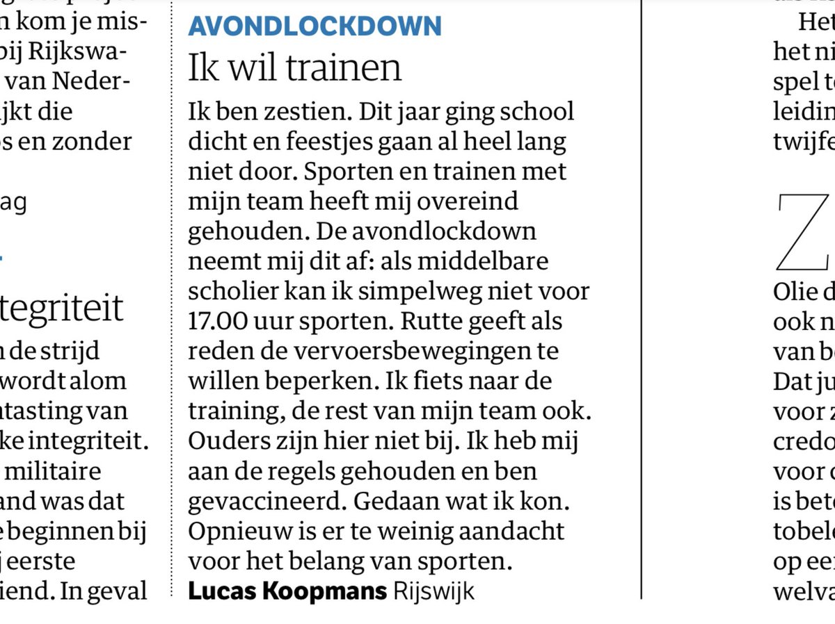 Brief van de dag…
#COVID19NL #Avondlockdown 
#sportenisgezond #vaccinatie