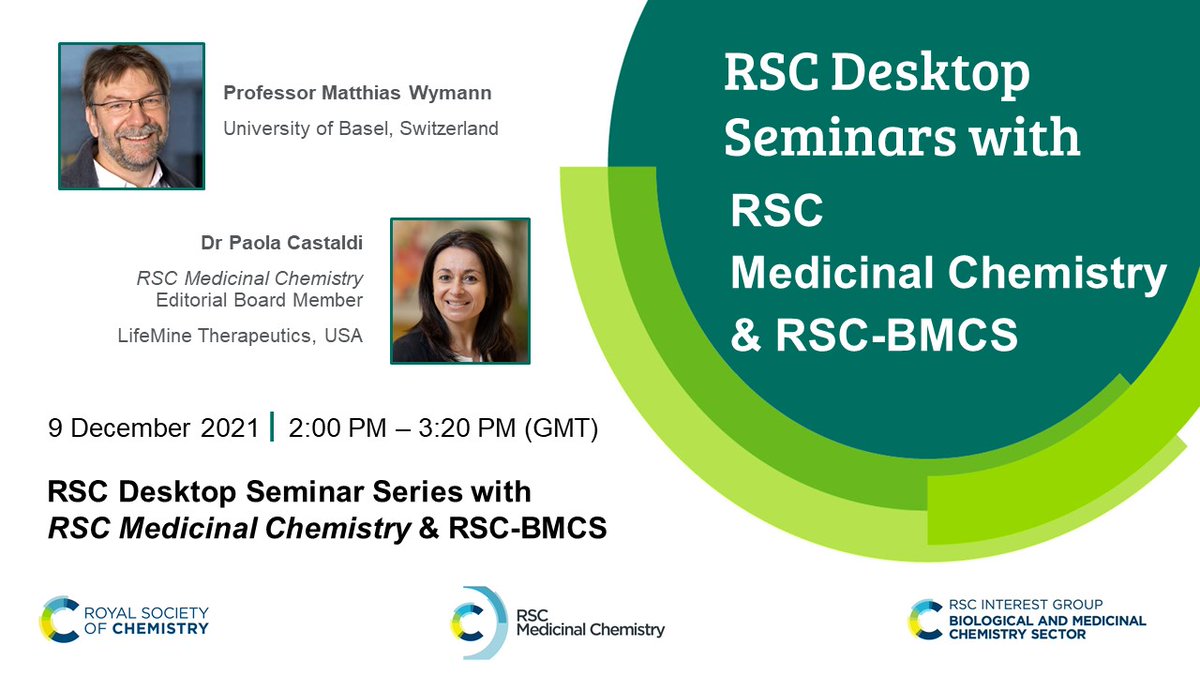rsc_medchem's tweet photo. Our 9 December event features talks from Prof Matthias Wymann (@UniBasel_en) and our Editorial Board Member, @mpaolacastaldi1  

📅 9 December 2021 at 2 PM GMT

🔗 https://t.co/udSH11SkLM https://t.co/F4JLRkP8G8