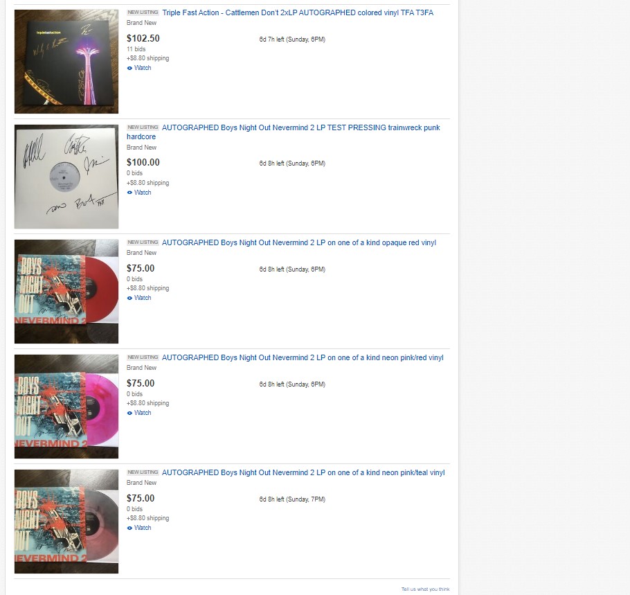 Forge Again Records (@forgeagain) on Twitter photo We are teaming with Triple Fast Action and <a href="/BNOBoysNightOut/">Boys Night Out</a> to auction off one-of-a-kind autographed transition color copies of their recent releases to benefit two excellent charities. The auctions are up now and end on Sunday night.ebay.com/sch/richardwri… We are teaming with Triple Fast Action and <a href="/BNOBoysNightOut/">Boys Night Out</a> to auction off one-of-a-kind autographed transition color copies of their recent releases to benefit two excellent charities. The auctions are up now and end on Sunday night.ebay.com/sch/richardwri…