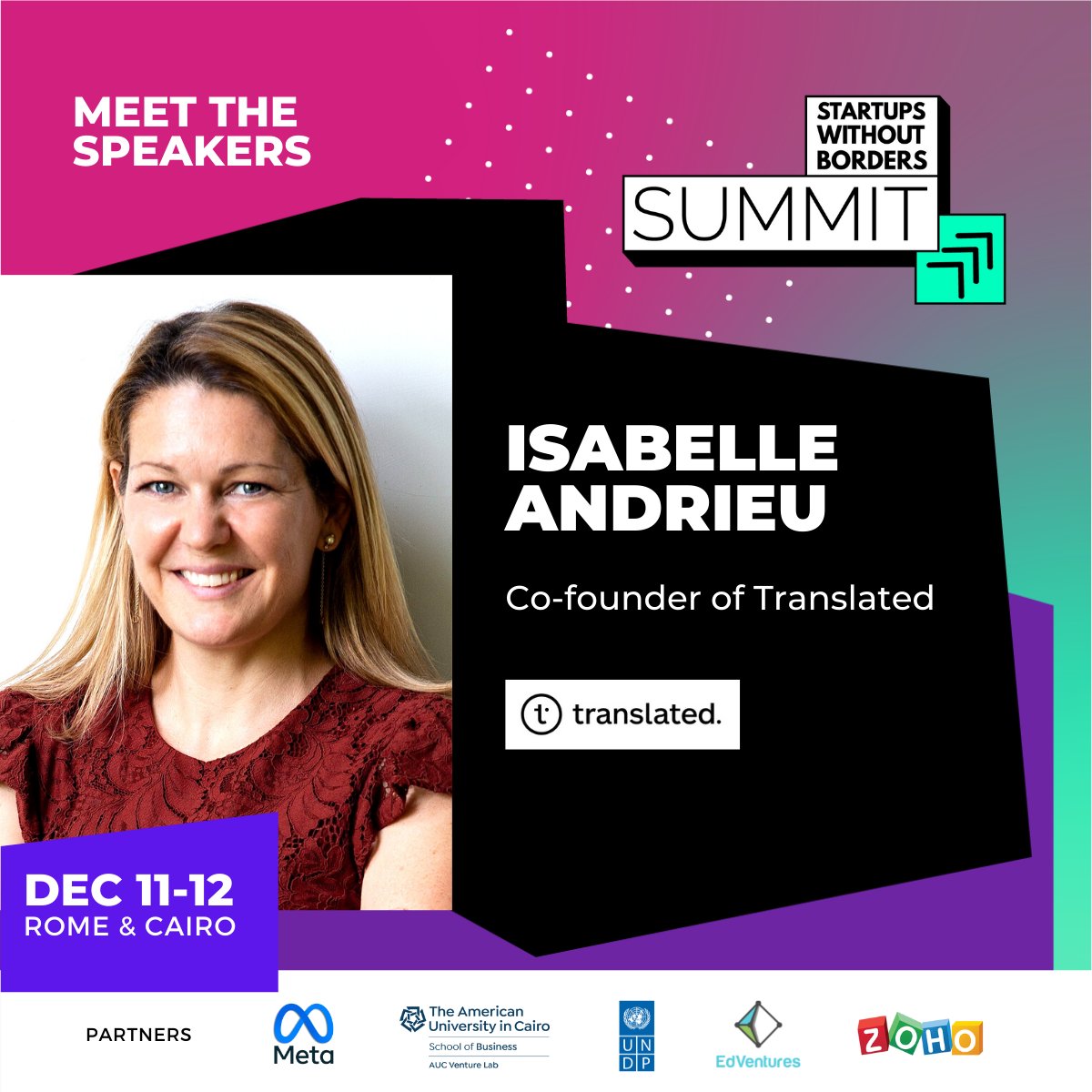 startupswb_com's tweet photo. We're thrilled to present Yasmine Yehia, Isabelle Andrieu, Mirko De Malde, and Suleiman Ali Hersi, as astounding speakers at the Startups Without Borders Summit!
Get your ticket now! https://t.co/LQ7gwFSv37
#swbsummit2021 #speakers #entrepreneurs #investors https://t.co/gUuBoKIxbn