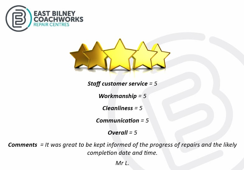 Well Done to our Great Yarmouth Site for this 5 Star Customer Feedback! #eastbilneycoachworks #bodyshop #customerservice