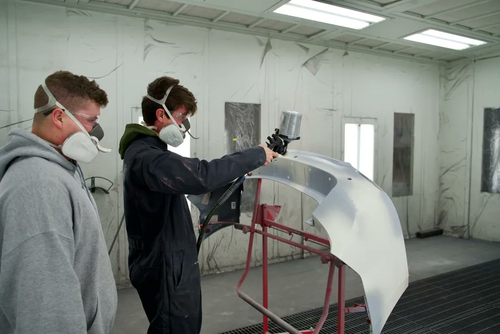 Getting prepped and primed in the Auto Collision paint booth!