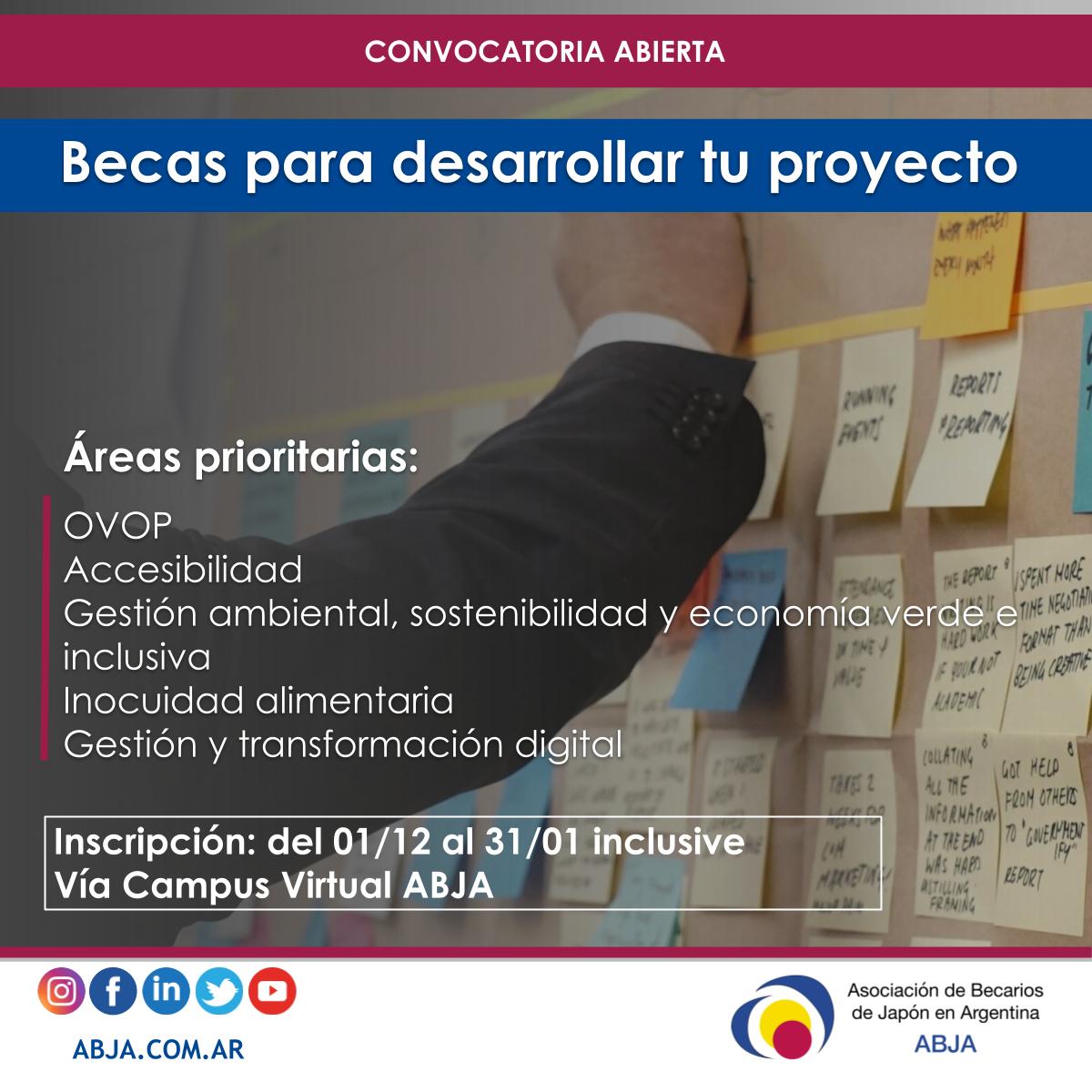 abjargentina's tweet photo. 🗣 BECAS #ABJA para desarrollar tu proyecto 📝
🖱 ¡Postúlate! Si sos becario/a de #JICA y miembro ABJA podés hacerlo desde el Campus Virtual. 🔗 https://t.co/zdJw00AeXK
⚠ Tenés tiempo hasta el 31 de enero 2022 ⚠
📧 Por dudas escribinos a abjargentina@gmail.com https://t.co/0EJsa0Tqq5