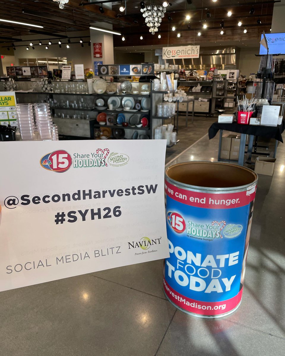 KessenichsM's tweet photo. LAST CHANCE!  Now through Wednesday this week - It’s #SYH26 so please bring your non-perishables with you on your next trip to Kessenich’s! Thank you to @secondharvestsw for allowing us be a part of this incredible event. #endhunger #donate #fooddrive #comunity #madisonwi https://t.co/1123PcEuCq