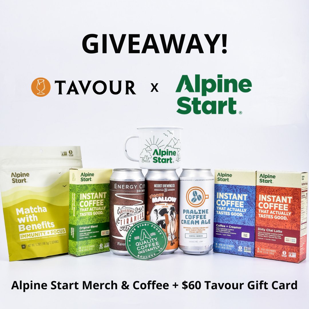 tavour's tweet photo. 🏔️ 12 DAYS OF GIVEAWAYS - DAY 6 🏔️⁠
⁠
We are giving away an Alpine Start Foods mug, a bag of Matcha with Benefits, and the instant coffee 3-pack + a $60 Tavour gift card! 

Full details at https://t.co/VlPdqiaFSW 🍻 https://t.co/zvIEKabmcB