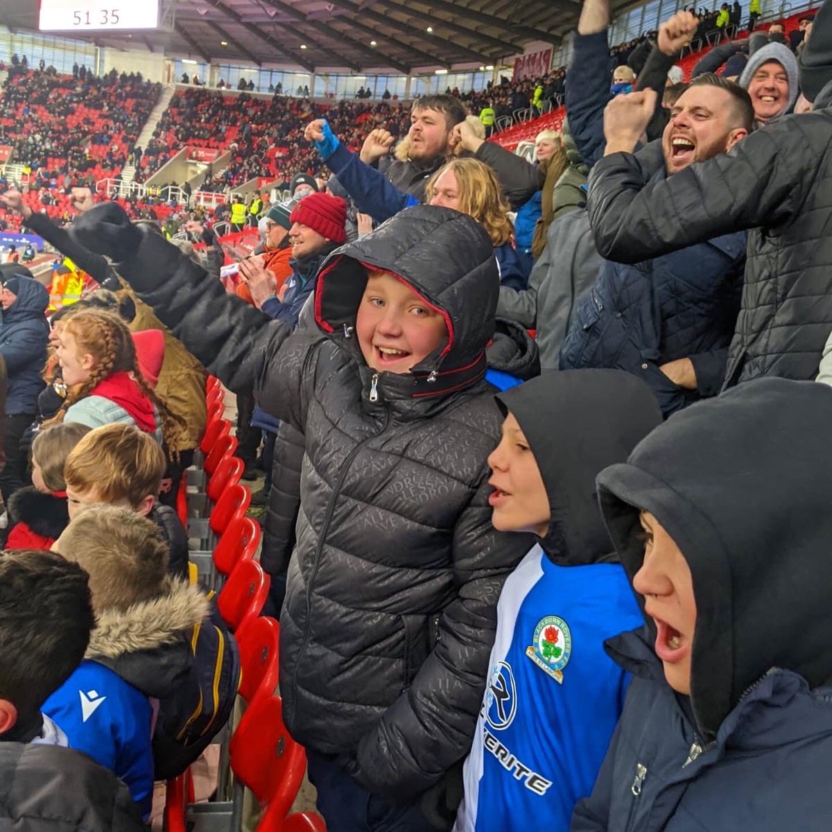 BRFCTrust's tweet photo. ⚽️ Football memories to last a lifetime!

Our DACA #PLKicks team had a weekend to remember as they teamed up with @Avondale_Darwen to play their equivalents from Stoke City!

👏 The group then packed into the away end to roar on the #Rovers to victory!

#WeAreTogether 🔵⚪️ https://t.co/gN8HKQN80i