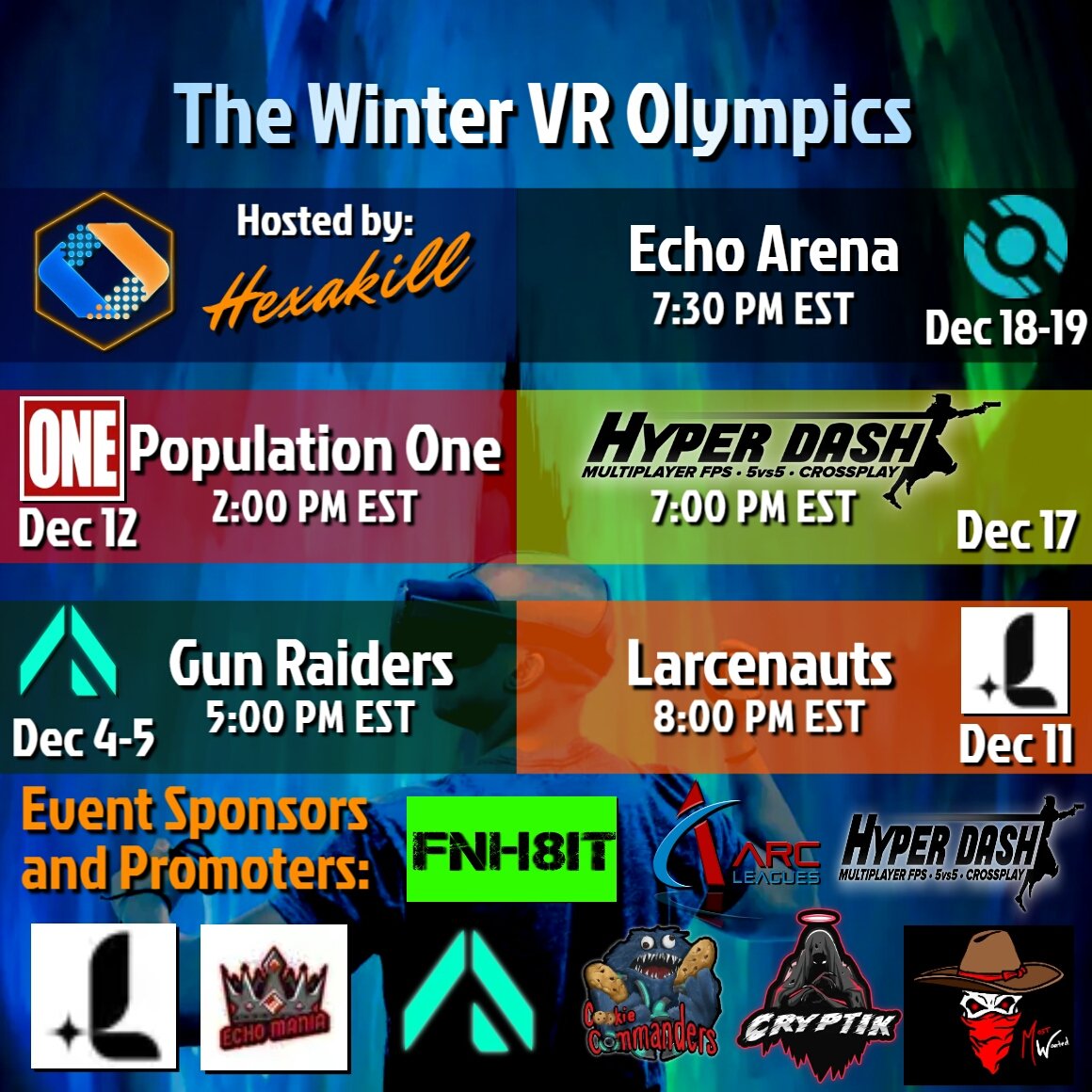 determined_vr's tweet photo. @HyperDashVR joins the lineup of games featured in the Winter VR Olympics! With @gunraidersvr successful run we look forward to @larcenauts and @populationonevr competitions this weekend! 

Join the discord for more details:
https://t.co/u7Y25AtL2m
#VR #eSports https://t.co/9IomLNkHKq
