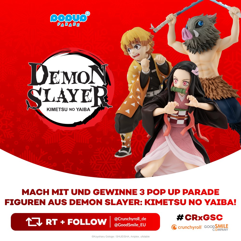 Crunchyroll_de's tweet photo. 🎁 #GEWINNSPIEL
 
Mach mit und gewinne 3 POP UP PARADE Figuren aus Demon Slayer: Kimetsu no Yaiba! ⚡ #CRxGSC

👉 So machst du mit : 
 
- RT diesen Tweet
- Folge @Crunchyroll_de &amp; @GoodSmile_EU https://t.co/u4pFVgWKhZ