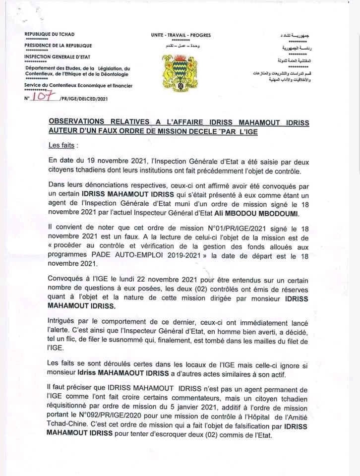 Inspection Générale d'Etat. IGE-TCHAD tweet media