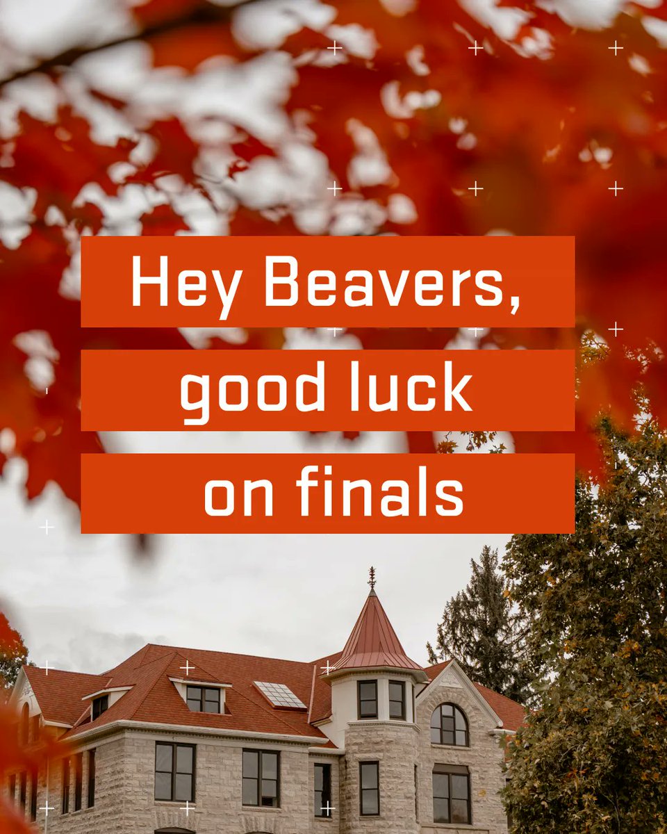Hey Beavers, you got this! Finish the term strong and enjoy a well-earned break. 👍🏼📓📚📖💻 
#FinalsWeek #FallTerm #BeaverNation #GoBeavs
