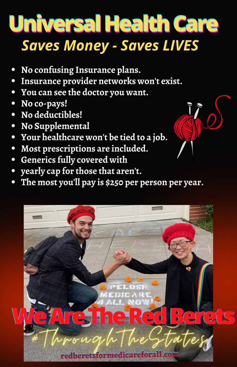 RedBeretsofSF's tweet image. #MedicareForAll would save money but most importantly INNOCENT LIVES! 

Let’s remove corporate interests from healthcare so that:

✔️Physicians can focus on healing 
✔️Healthcare isn’t tied to your job
✔️Entrepreneurship increases 🚀 

#RedBerets #RedBeretsSF