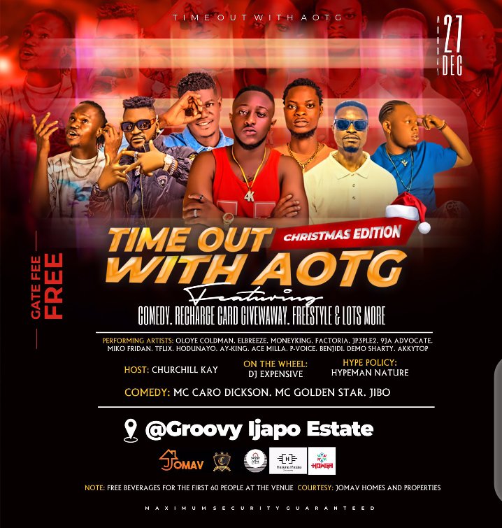 officialmoortv's tweet photo. Where are you going to be on December 27th? This is the place to be. Are you ready to be entertained? Come one, Come All.
We are ready to blow your minds once again. 
Check the flier for more info💯
#TimeOutWithAOTG https://t.co/nkr0e3iG5c https://t.co/8x1FaxklOP