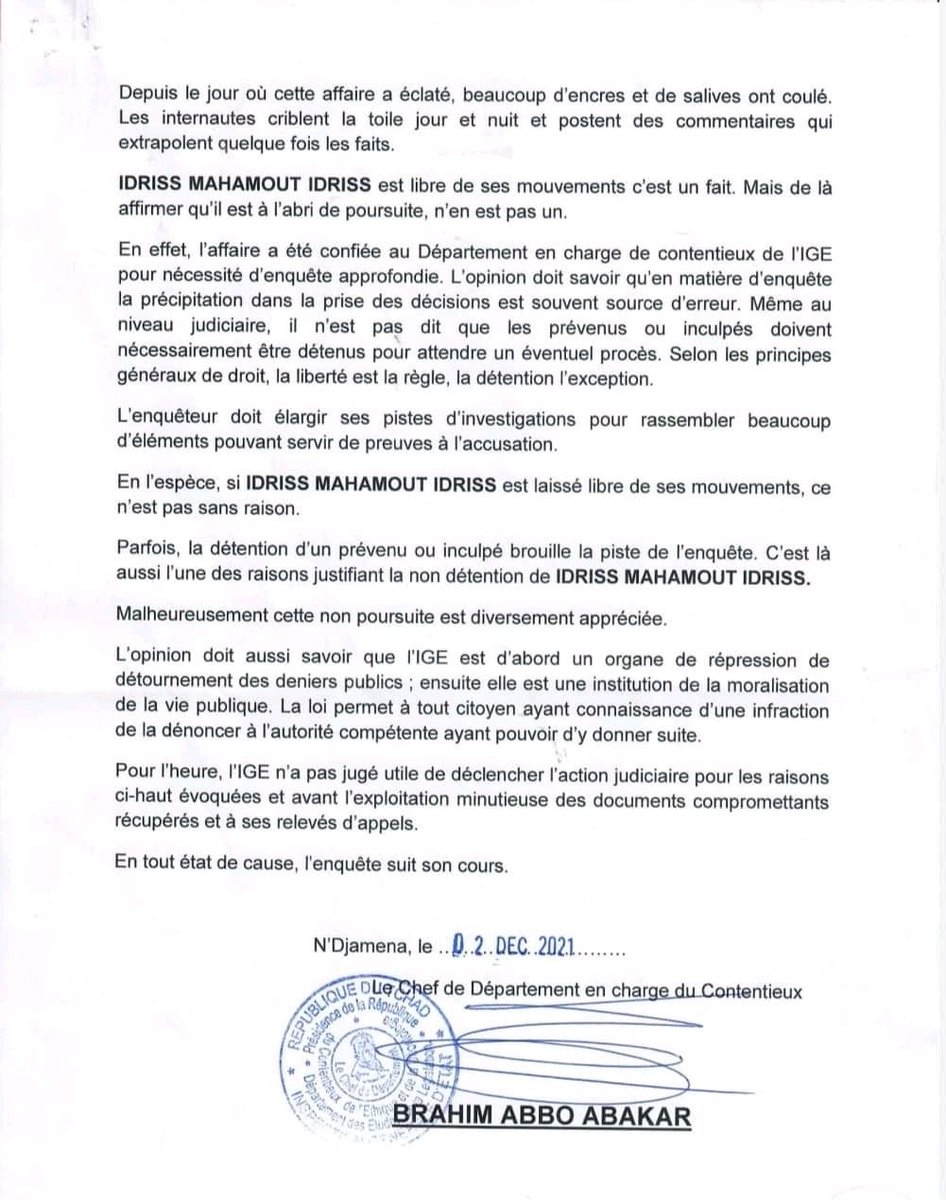 Inspection Générale d'Etat. IGE-TCHAD tweet media