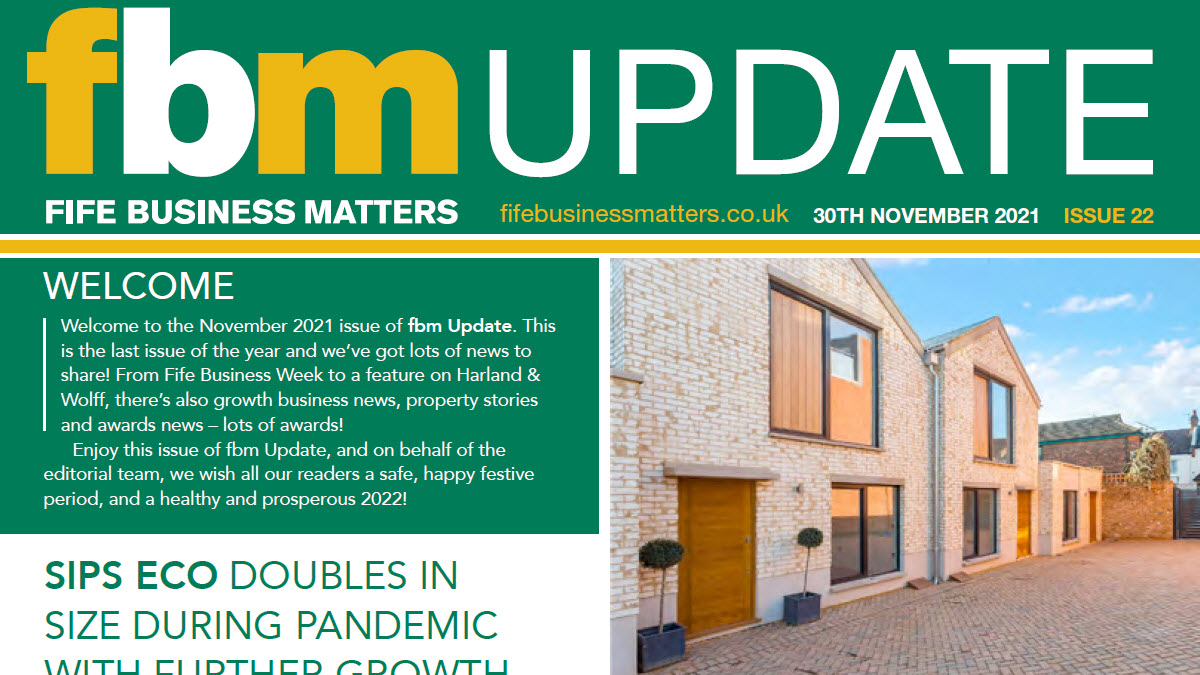 Sips Eco Panels are on the cover of ‘fbm update’.  We were interviewed about our growth over the last couple of years, our new website and winning ‘Sips Supplier of the Year’.
We’ve had great support from <a href="/bgateway/">Business Gateway</a> and <a href="/InvestFife/">InvestFife</a>
#business #fife #CarbonNeutral #EcoHouse