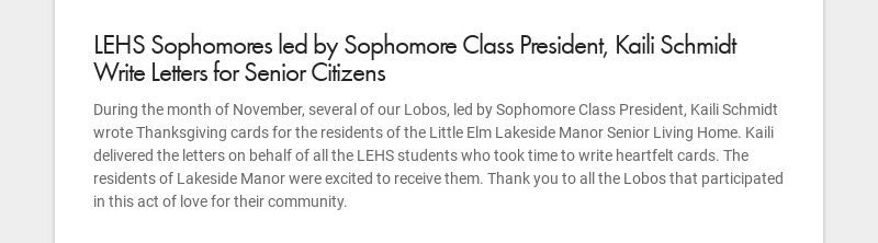 Our Lady Lobo, Kaili doing great things in the community!