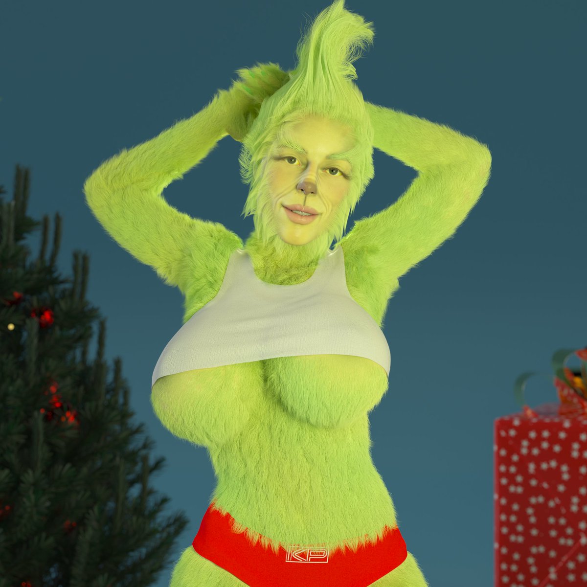 Last year we made this sexy grinch version of King Princess as a xmas gift ...