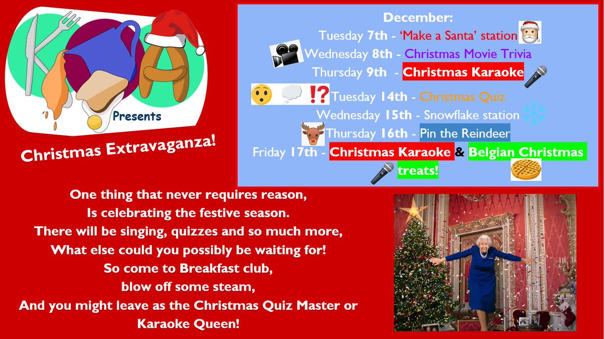 Breakfast Club is FREE to all students from 8am-8.25am each morning, and we have lots of festive activities coming up during breakfast club in the last two weeks of term! <a href="/KAA_Trust/">KAA Intrepidus Trust</a> #breakfastclub