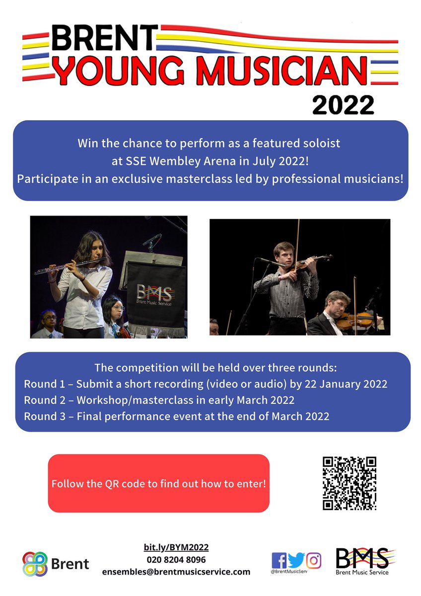 BrentMusicServ's tweet photo. Brent Young Musician competition is back!

Win the chance to perform as a featured soloist at SSE Wembley Arena in July 2022🎵

There are even cash prizes up for grabs 👀

All genres and musical traditions welcome 🎶

More at https://t.co/5ts3pJp18Q #bym2022 https://t.co/LCobJ0LDad
