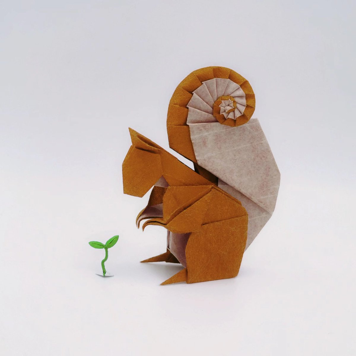 松鼠
设计：Beth Johnson
用纸：23㎝波波手造仿玉虫纸
同样是去年八月份波波老师寄来的纸，手感跟前些年在芦蒿家里用到的第一批日本玉虫纸很接近了，只是色泽相对弱了一些。总的来说还是很棒的，期待下次白嫖~