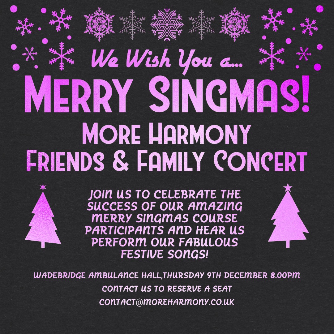 _MoreHarmony's tweet image. Join us at Wadebridge Ambulance Hall this Thursday at 8pm to celebrate the success of our Merry Singmas Christmas course! We&apos;ll be singing through our whole festive repertoire, so don&apos;t miss out! Please wear a face covering to protect our vulnerable chorus members &amp;amp; carers.🎄🎵🤩