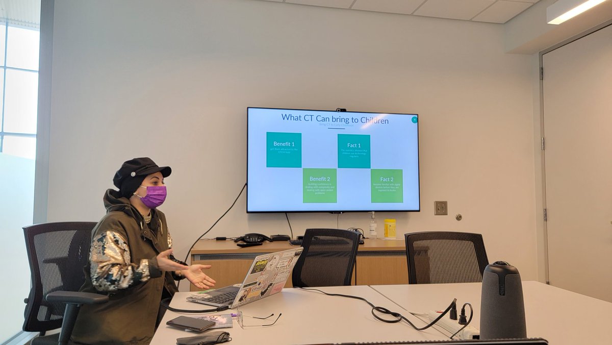 weeserj13's tweet photo. @safiaMalallah's proposal defense today looking at CT in early childhood...as well as CSED for K12 in Kuwait.  #csedweek #csforall https://t.co/Qxon0SvpLu