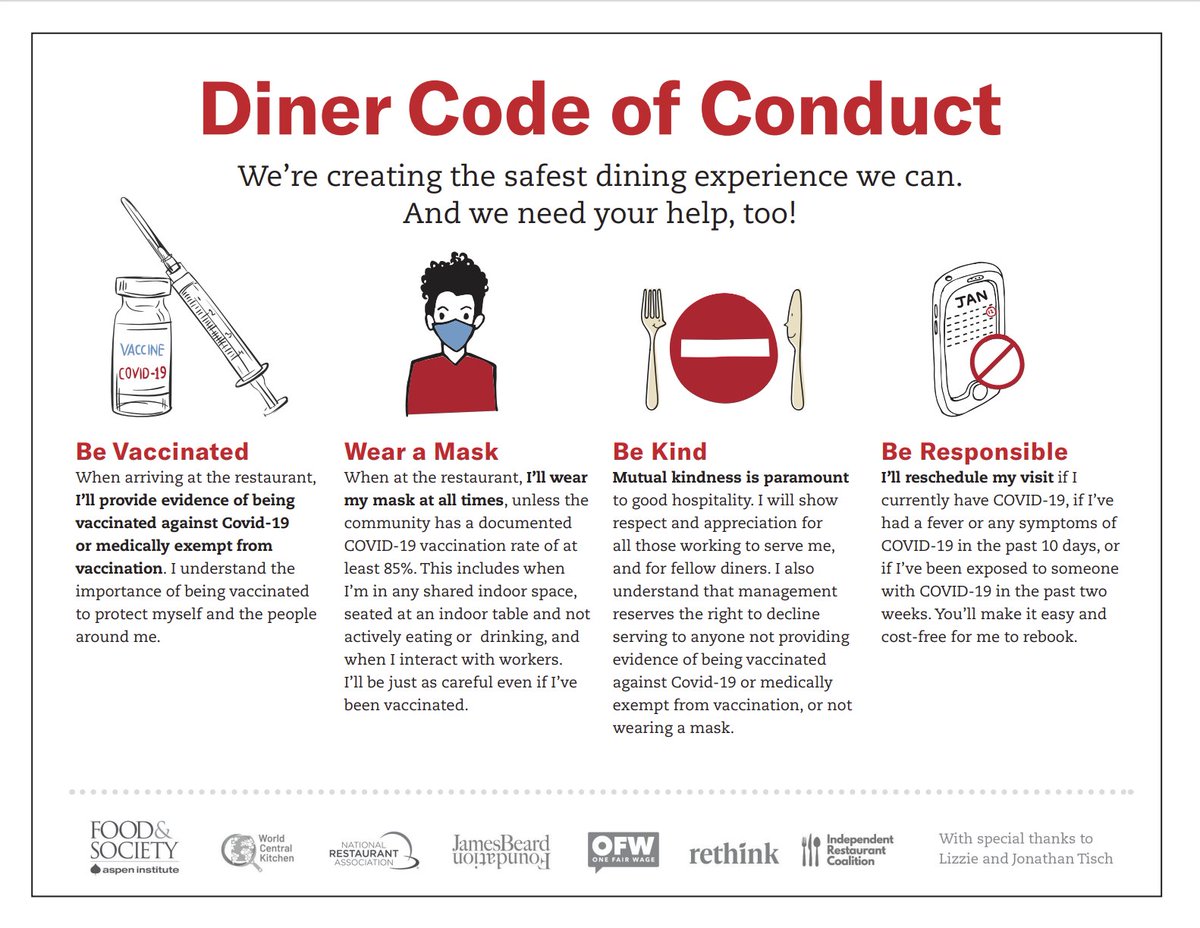 CKummer's tweet photo. Here's @AspenFood's Diner Code of Conduct, developed with @beardfoundation and @chefjoseandres--now's a good time to post it! https://t.co/J9mdwRworG https://t.co/XXGksej4W7