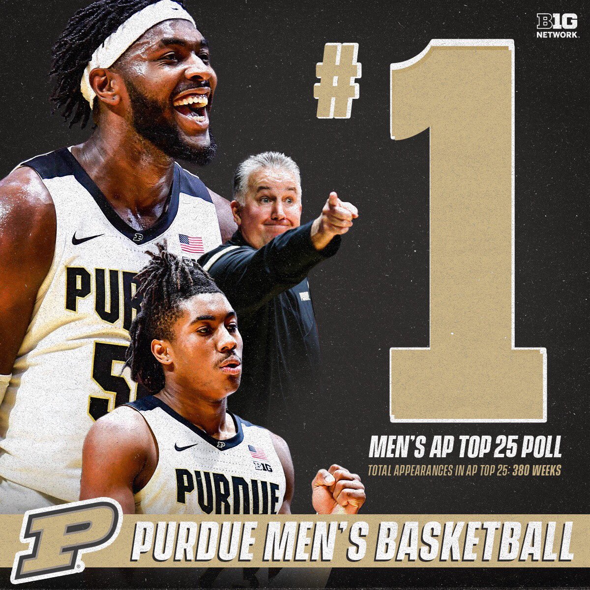 BigTenNetwork's tweet photo. No. 1 in College Hoops. 😤

Congratulations to @BoilerBall on its first-ever No. 1 @AP_Top25 Ranking. https://t.co/dZwvt0Jvgb