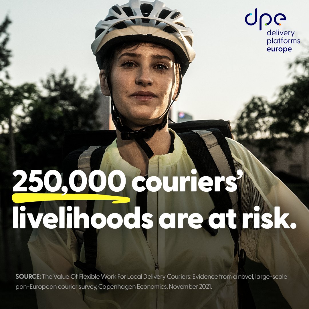 DPE_Europe's tweet photo. A proposed EU-wide policy shift forcing couriers to become employees could put 250,000 couriers out of work. 

Read the report: 
https://t.co/aOjvopYrFL https://t.co/JtTN5zoJGF
