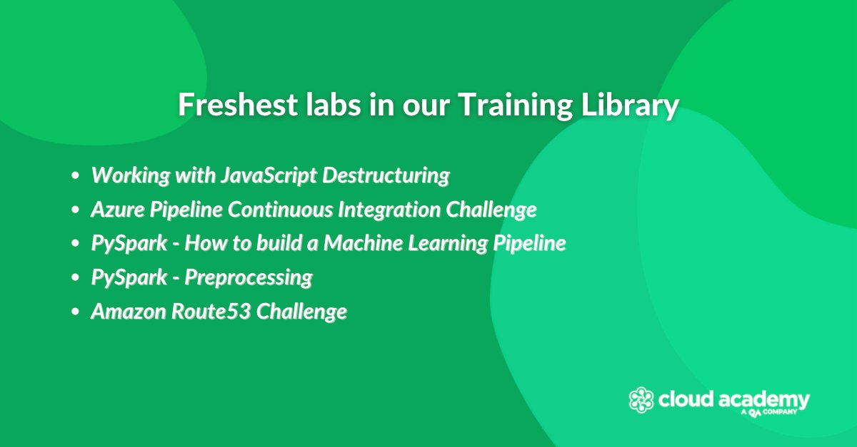QANorthAmerica's tweet photo. 🚀 Are you ready to try out our latest labs? Check them out and let us know how it went 👉 https://t.co/unxmcdmofP
#JavaScript #Azure #ContinuousIntegration #PySpark #MachineLearning #AmazonRoute53 #AWS https://t.co/3l4qUQURa6