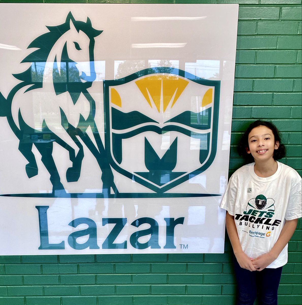 Pleased to announce that our October Upstander of the Month is 6th grader Shiona!  Shiona is a leader in promoting respect for our school community.  Have fun at the <a href="/nyjets/">New York Jets</a> game!  #JetsTackleBullying <a href="/STOMPOutBullyng/">The Official STOMP Out Bullying</a> @LoveBethpage