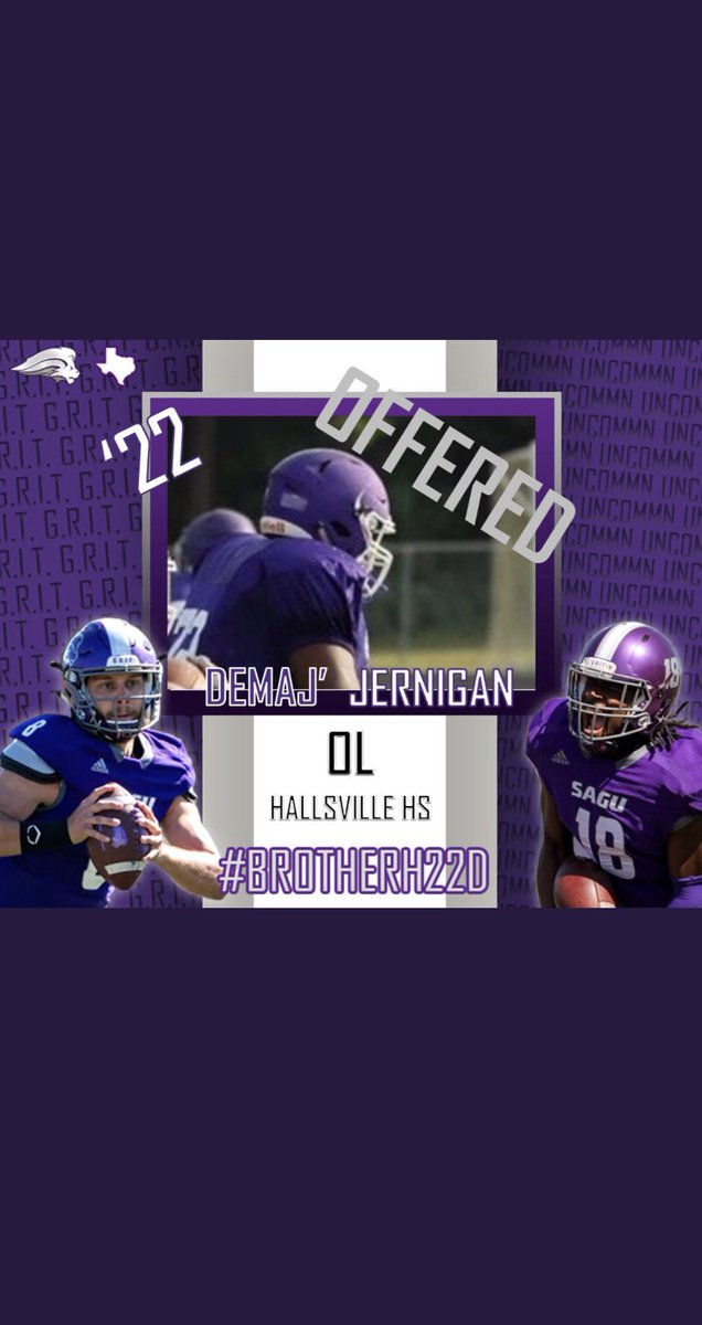 After a great conversation with @BunyardPj I’m blessed to say I have received my first D-1 NAIA offer to continue playing a sport I love @SAGU_Football 🟣⚪️🟣⚪️