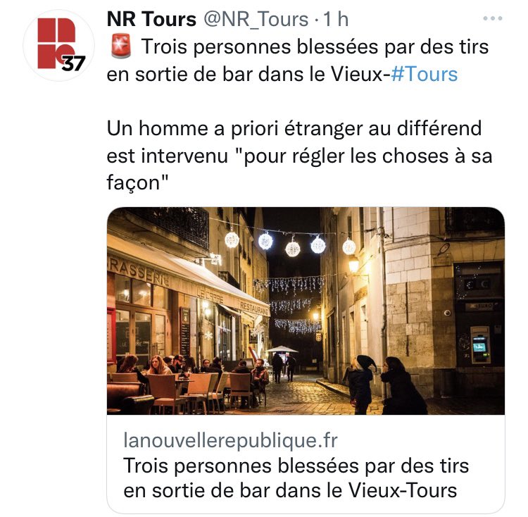ambre_louisin's tweet photo. 🔴 En 24h à #Tours 👉 Incendie de véhicules au quartier de la Bergeonnerie + tirs par un homme à priori étranger, intervenu "pour régler les choses à sa façon" au #VieuxTours.
Nous payons le laxisme et l'idéologie gouvernementale depuis trop d'années. https://t.co/BDKuW7nRX6