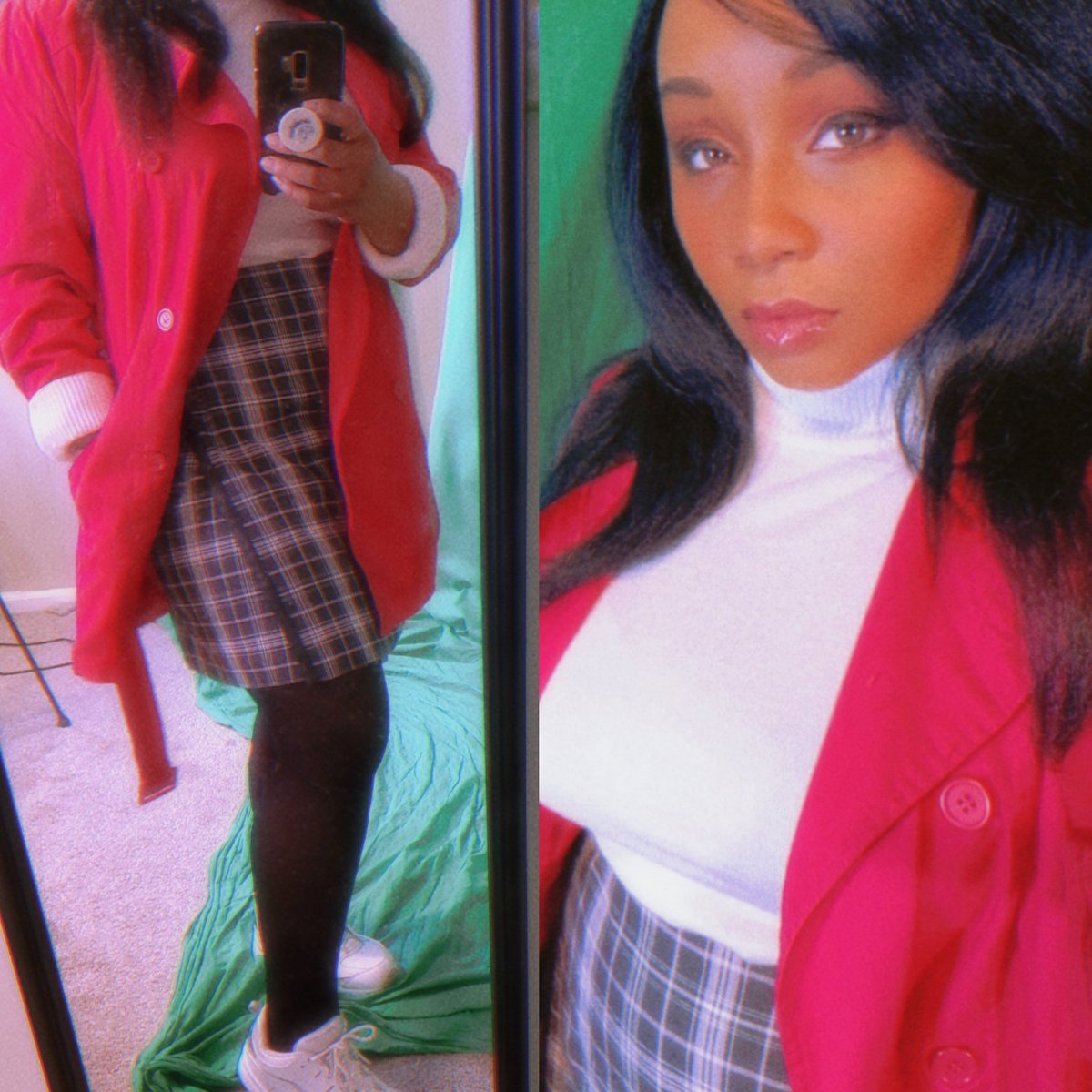 Panadonia's tweet photo. 90s vibes.
.
.
.
#90s #retro #snowfilter #greenscreen #90sfashion #90saesthetic #sailormooninspired #90sanimeaesthetic #pinkvibes #thriftstorefinds #thrifting https://t.co/AwMuLeWyOl