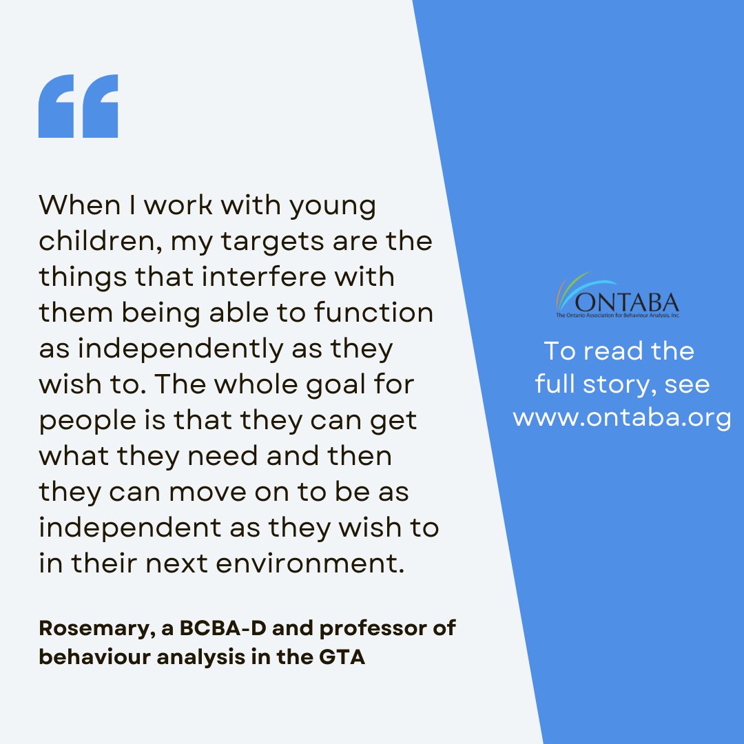 ONTABA1's tweet photo. "The whole goal for people is that they can get what they need and then they can move on to be as independent as they wish to in their next environment."
#PersonalABAsuccess #BehaviourAnalysis #BehaviourAnalyst https://t.co/U4exnIS0r0