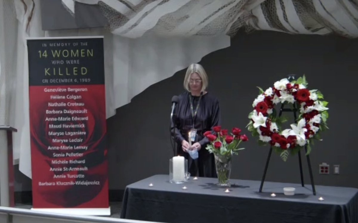 WCHospital's tweet photo. Our rose holders today honour each victim of the #MontrealMassacre, all trans, non-binary and gender diverse people who face violence, murdered and missing Indigenous women + girls, Black women + girls who experience violence and all victims of violence. #December6 https://t.co/aO1LePwFxK