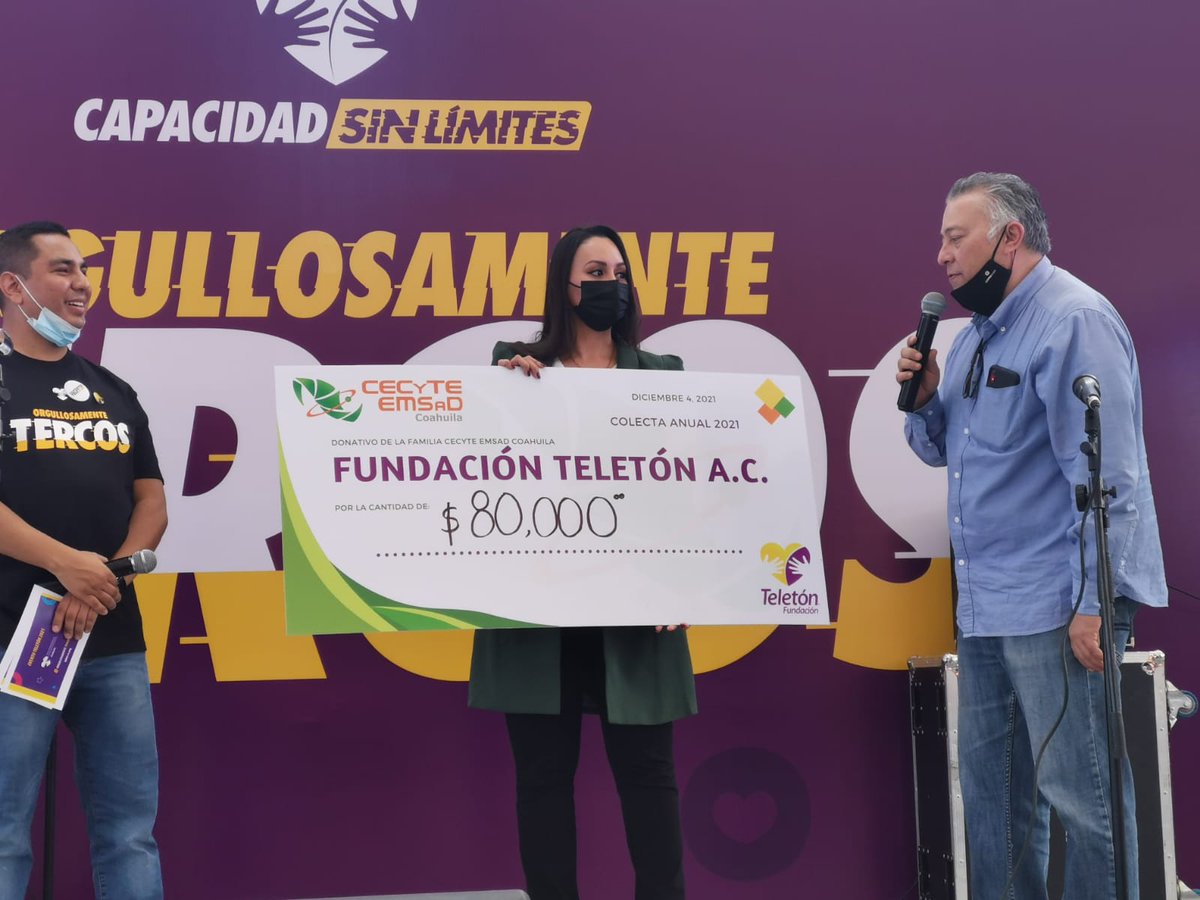 CECyTECoahuila's tweet photo. En nombre de la familia #Cecyte #Emsad #Coahuila se hizo entrega del apoyo a la causa de la Fundación Teletón A.C. Agradecemos a nuestra comunidad educativa por su valiosa generosidad. #SomosCecyte https://t.co/CkKxnT5c9m