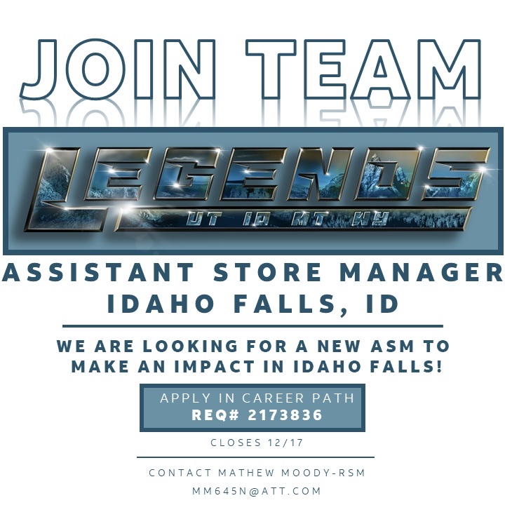 ROCKY MOUNTAINS (@rockymtn_region) on Twitter photo We have openings in Utah and Idaho! Join <a href="/legends_rmr/">The Legends</a> as an RSM in Ogden, Utah OR as an ASM in Idaho Falls, Idaho. Contact leadership today if you have any questions #GoRMR #Lifeatatt #gowest We have openings in Utah and Idaho! Join <a href="/legends_rmr/">The Legends</a> as an RSM in Ogden, Utah OR as an ASM in Idaho Falls, Idaho. Contact leadership today if you have any questions #GoRMR #Lifeatatt #gowest