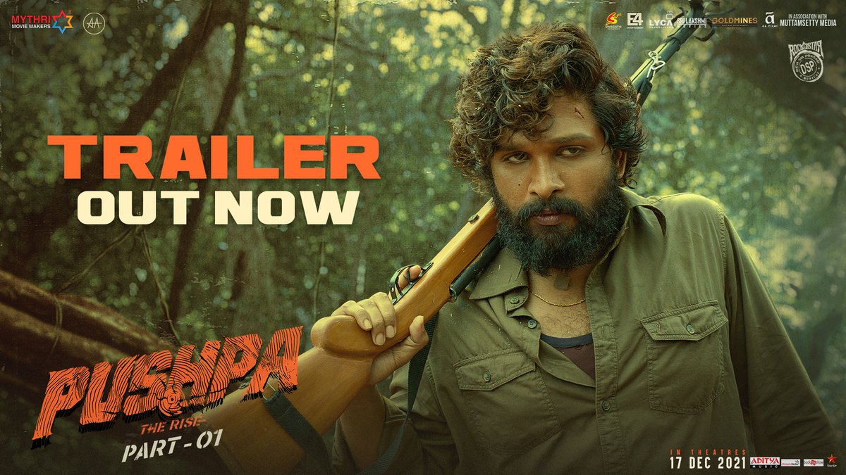 Here it is! #PushpaTrailer out now.

Telugu : youtu.be/Q1NKMPhP8PY 
Tamil : youtu.be/x0lmPPqmPDI
Kannada : youtu.be/uU4_YJmD_MY
Malayalam : youtu.be/Eo7FmBmDJvc 

#PushpaTheRise 
#PushpaTheRiseOnDec17th