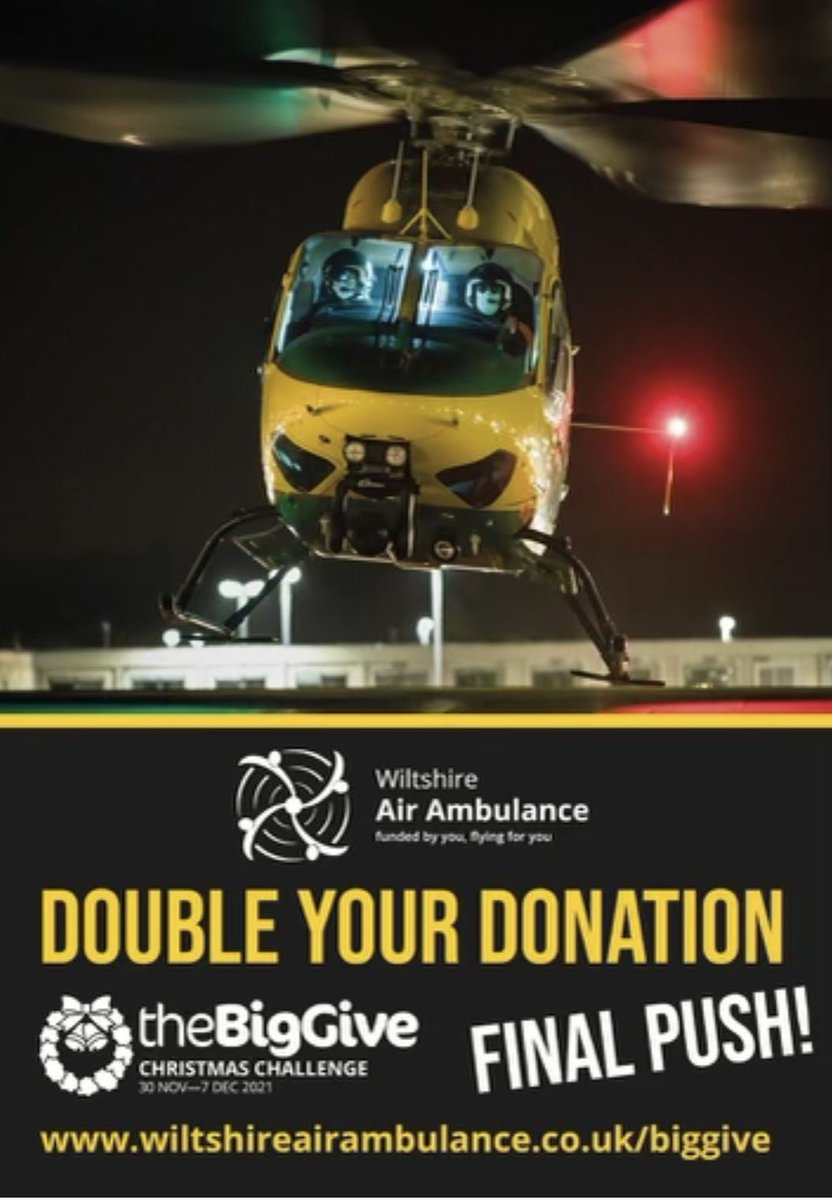 Help @WiltsAirAmbu raise vital funds in the #TheBigGive Christmas challenge where all donations get doubled. Donate using ⬇️ donate.thebiggive.org.uk/campaign/a0569… Please share @ChipTownFC @WiltsHour #chippenham #wiltshire