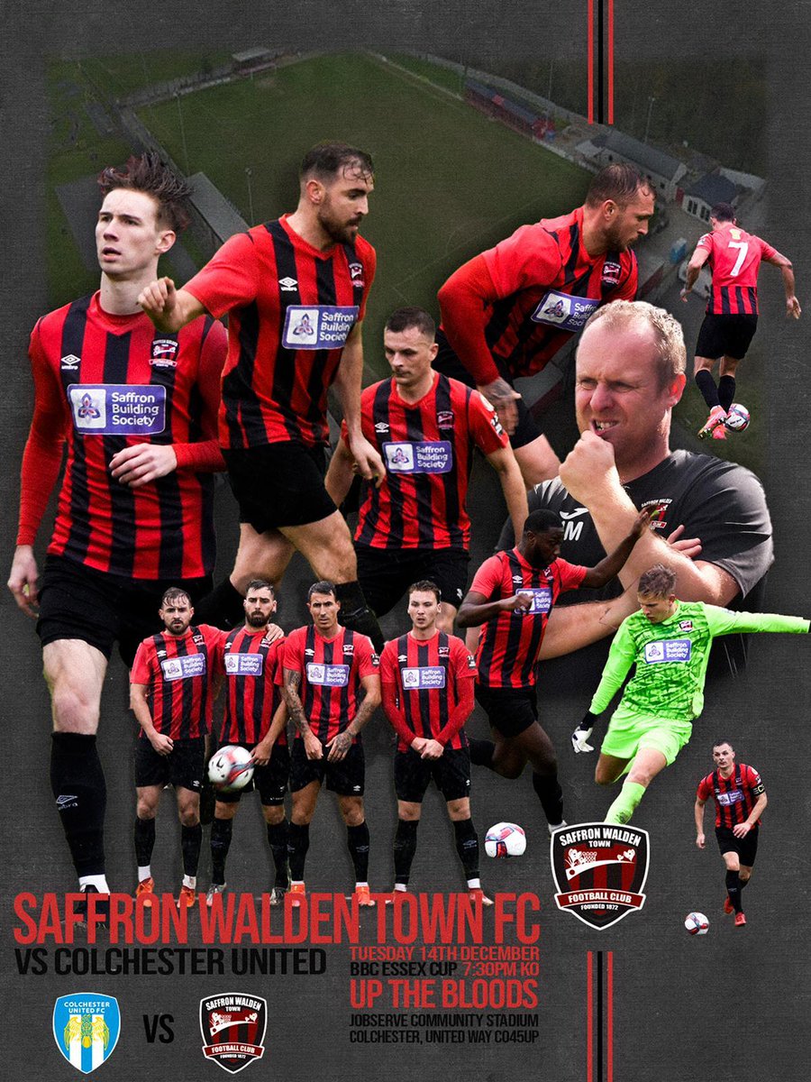 ⚡️ 𝗠𝗔𝗧𝗖𝗛𝗗𝗔𝗬 ⚡️

🤷‍♂️ Swtfc 
📍 Colchester 
🏟 BBC ESSEX CUP 
📅 Tuesday 14th December 
⏰ 7.30pm
📺 Highlights on Bloods TV

Photo credits to Dan Rogers
