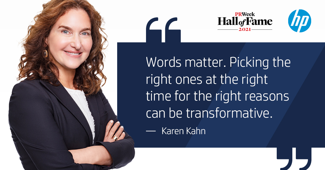 PRWeekUS's tweet image. Congrats to @HP’s Karen Kahn for being inducted into the @PRWeek Hall of Fame. Raising a glass to her esteemed career and for being one of the top leaders in the industry. fal.cn/3kqjX